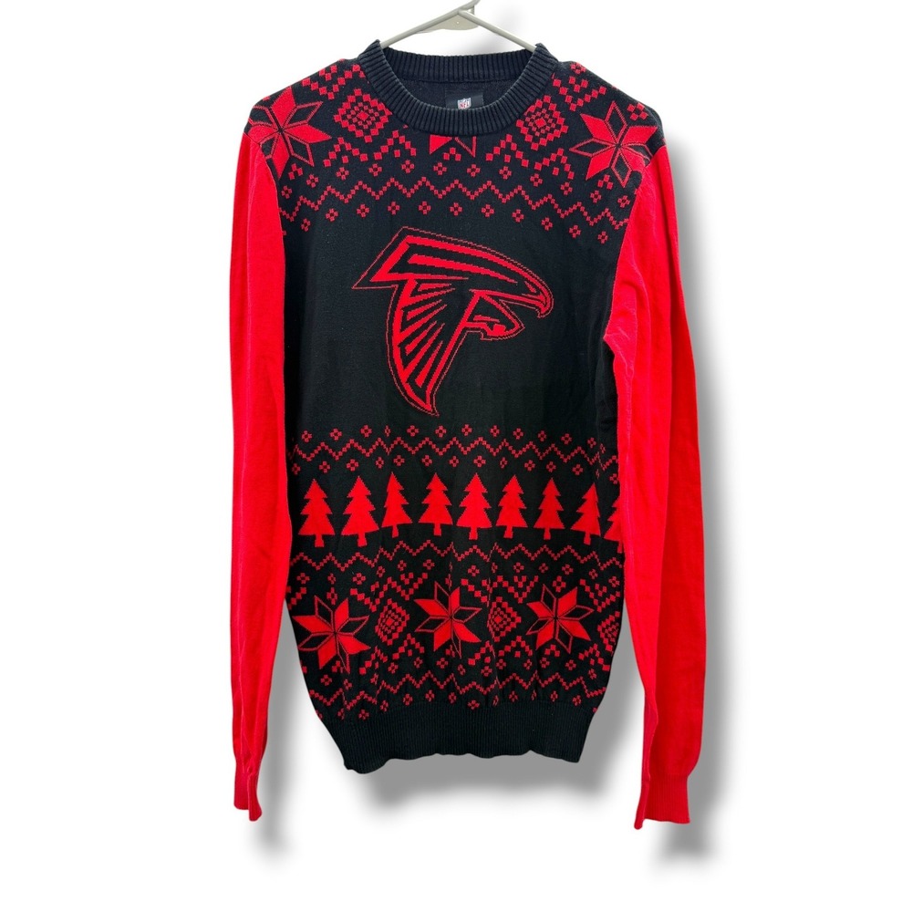 NFL Team Apparel Atlanta Falcons Ugly Christmas Sweater Medium Black Red Holiday